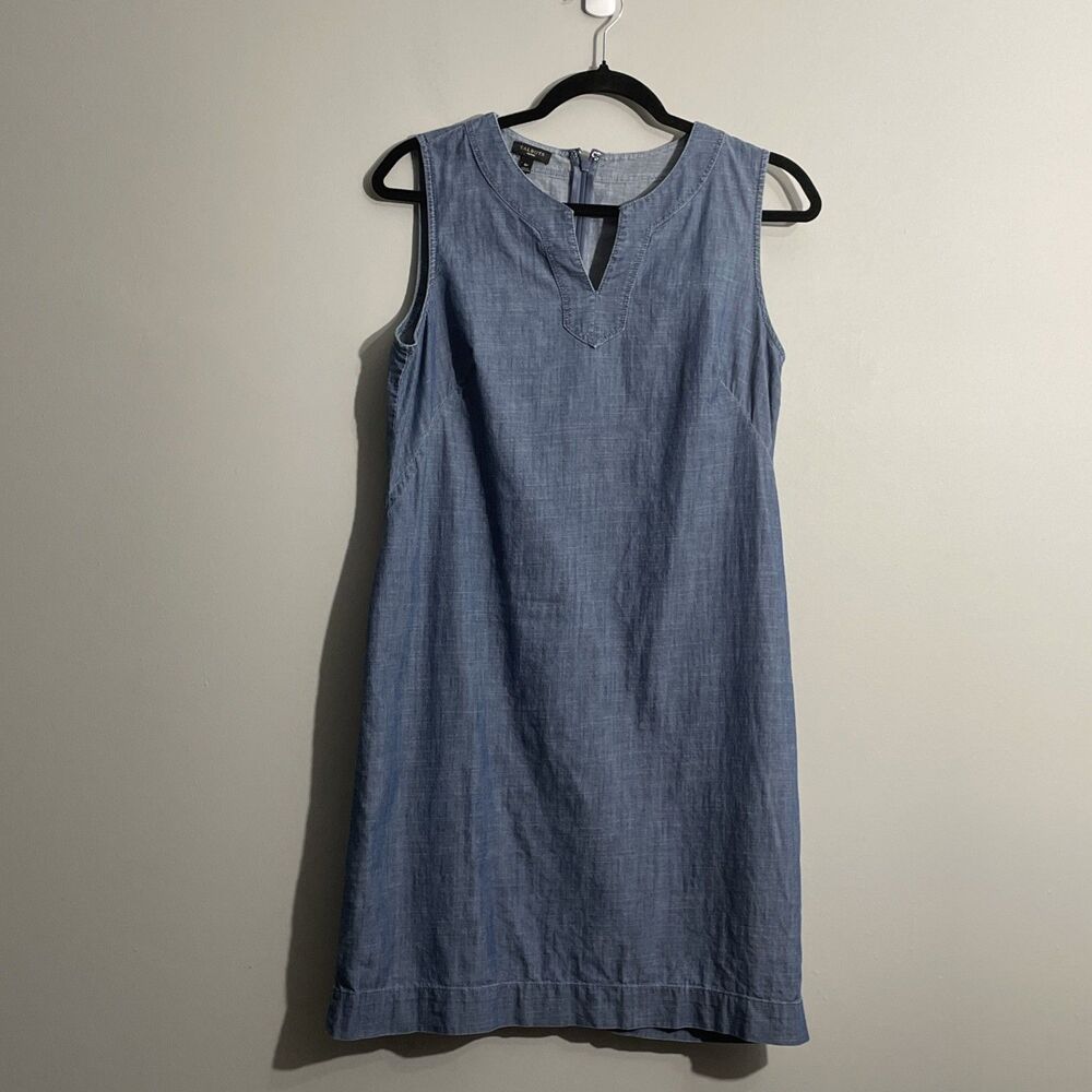 Talbots Women's Sleeveless Chambray Dress Petite 6